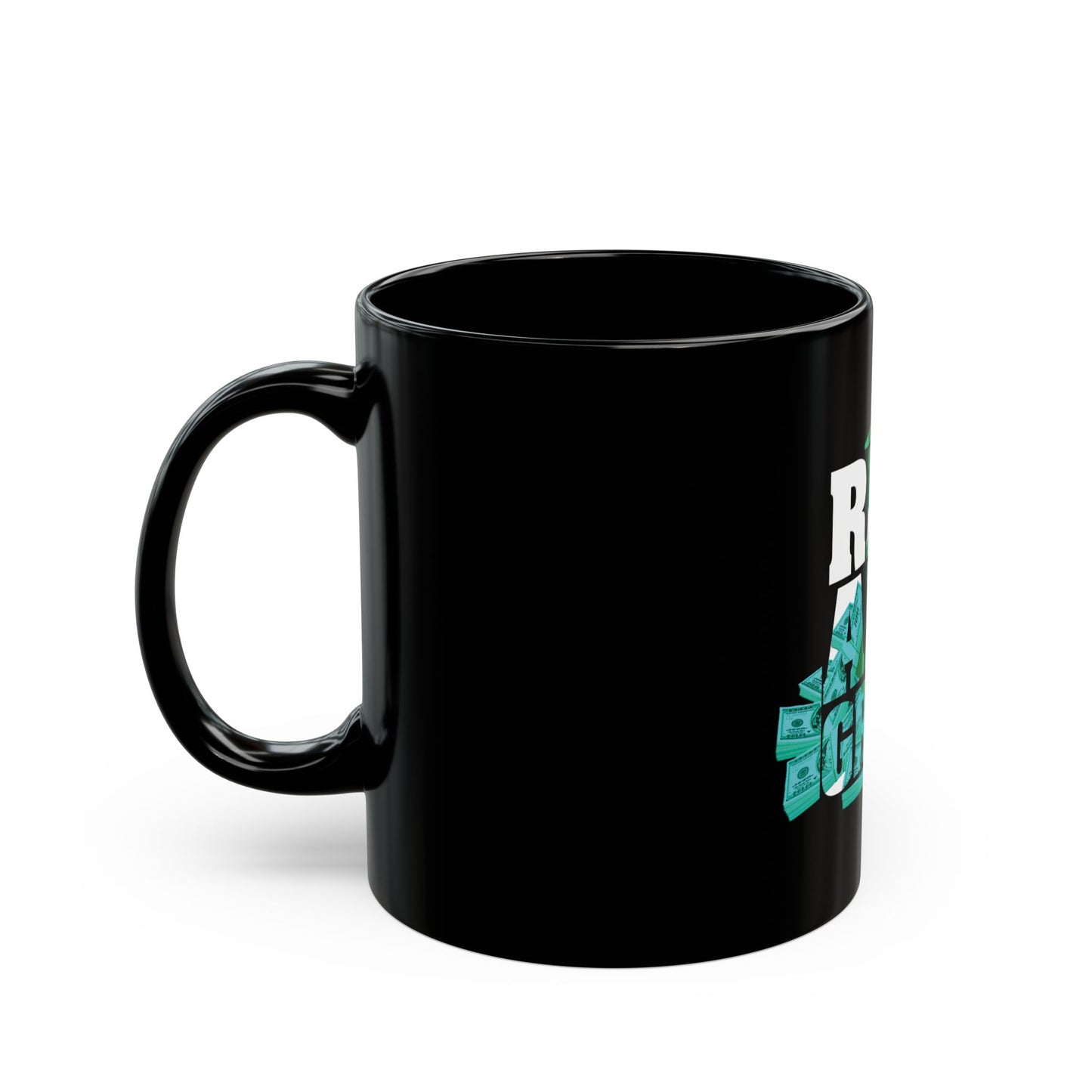 "Rise and Grind" Black Coffee Mug