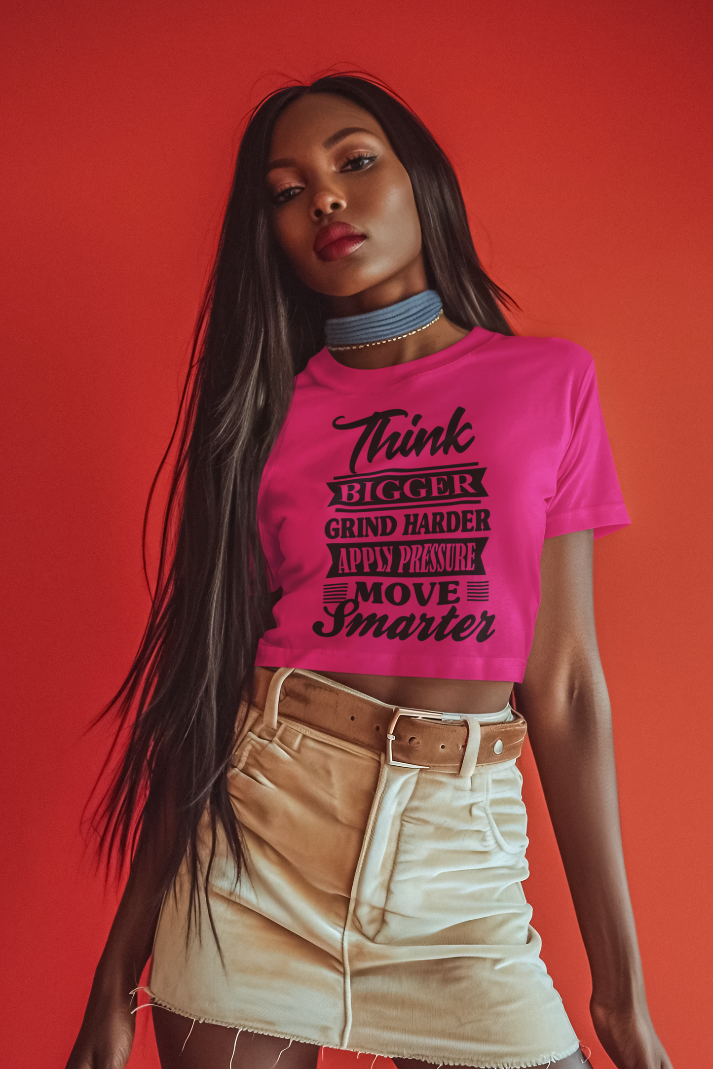 "Think Bigger, Grind Harder" Women's Festival Crop Top