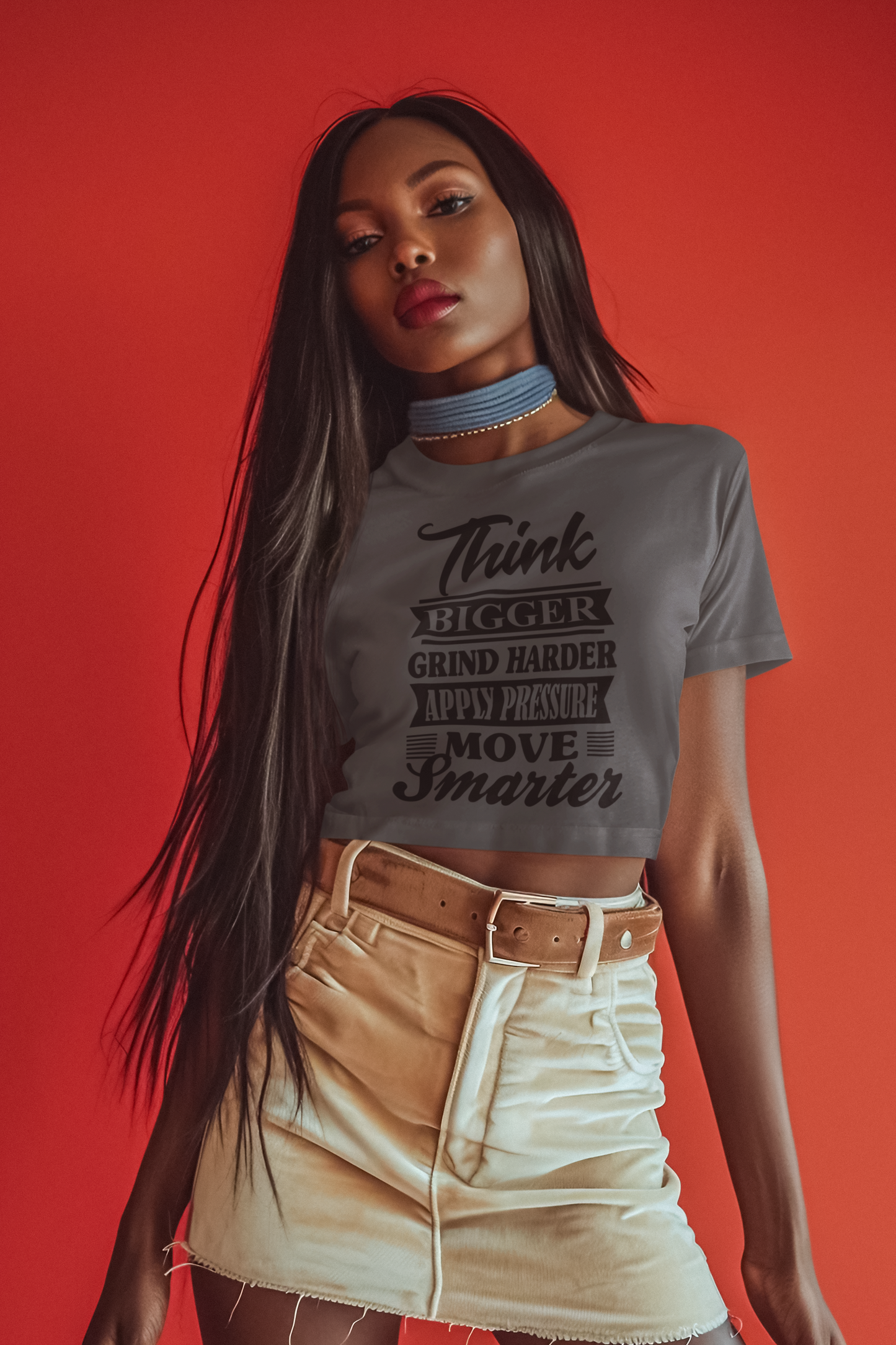 "Think Bigger, Grind Harder" Women's Festival Crop Top