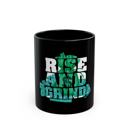 "Rise and Grind" Black Coffee Mug