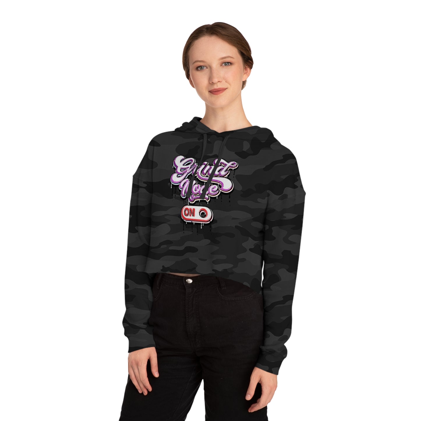 "Grind Mode" Women’s Cropped Hooded Sweatshirt