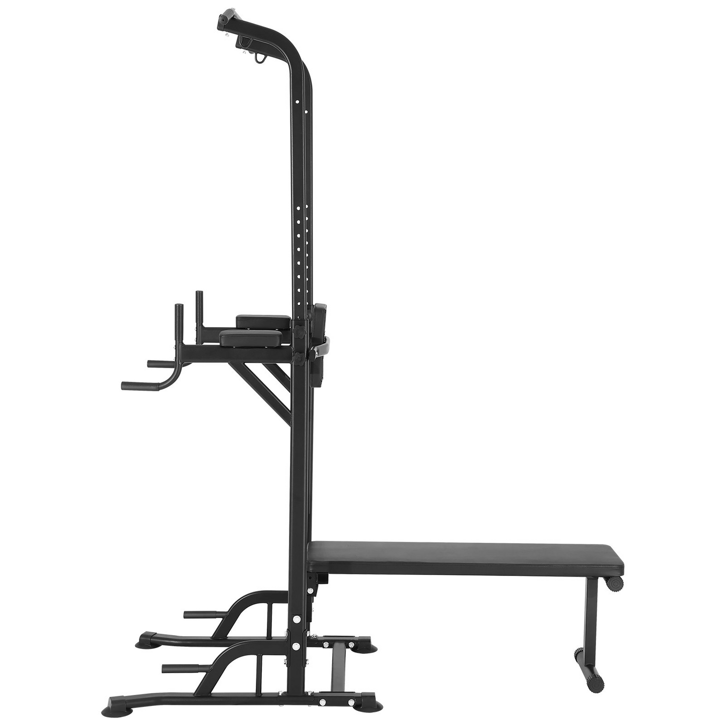 VEVOR Power Tower with Bench, 10-Level Height Adjustable Pull Up Bar Stand Dip Station & Detachable Bench, Multi-Function Home Gym Strength Training Fitness Equipment with Backrest, Elbow Pads, 440LBS