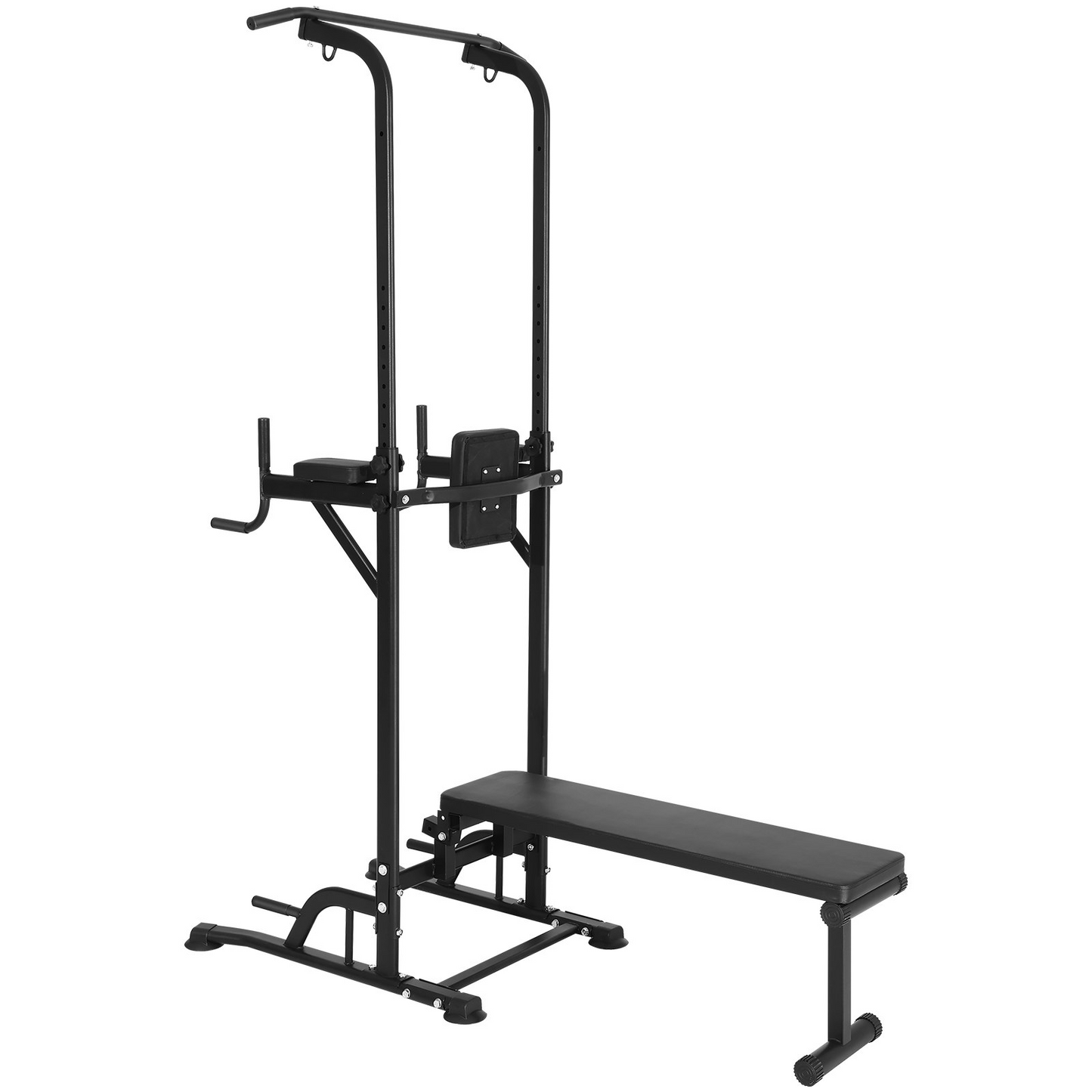 VEVOR Power Tower with Bench, 10-Level Height Adjustable Pull Up Bar Stand Dip Station & Detachable Bench, Multi-Function Home Gym Strength Training Fitness Equipment with Backrest, Elbow Pads, 440LBS