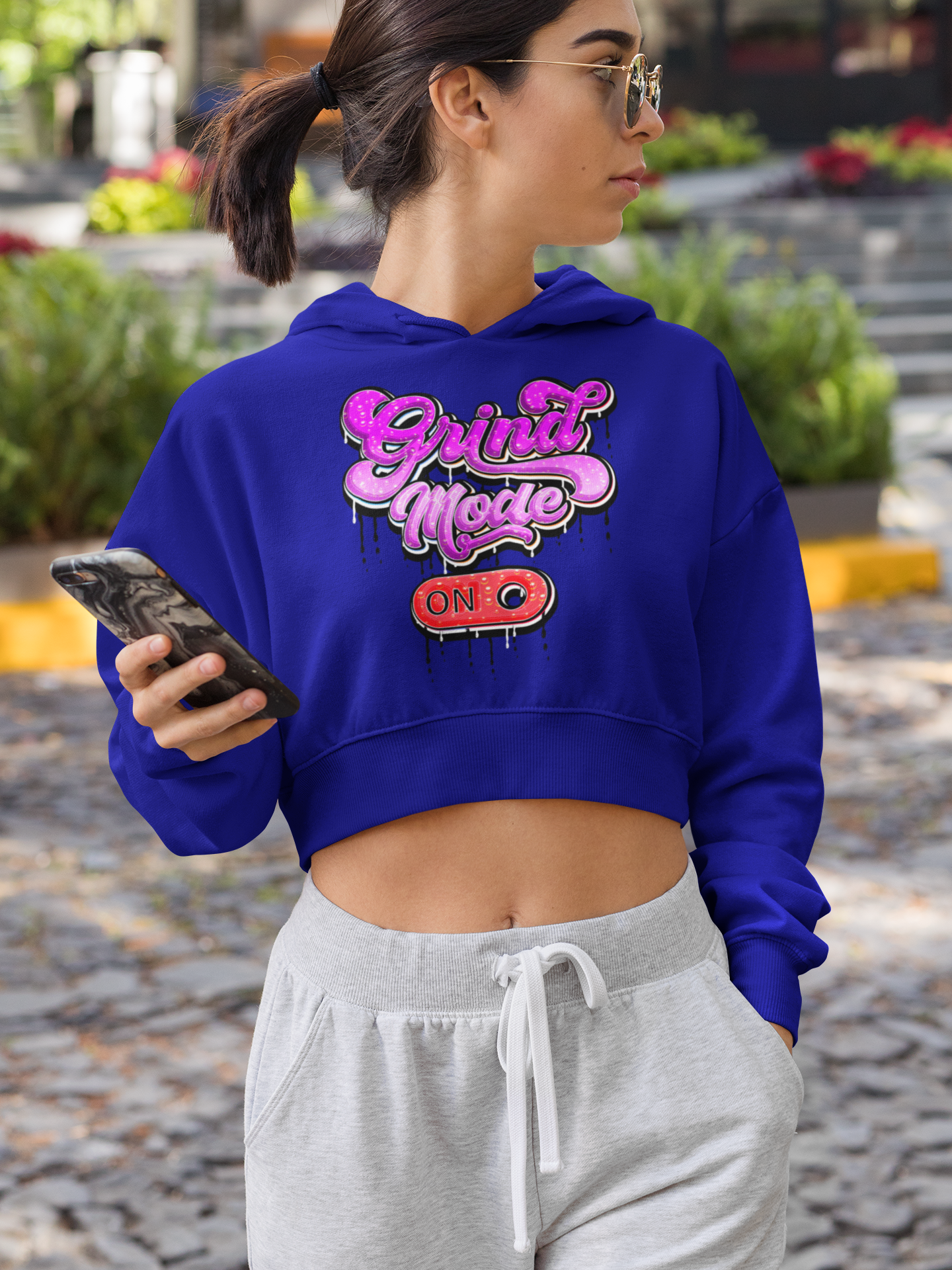 "Grind Mode" Women’s Cropped Hooded Sweatshirt