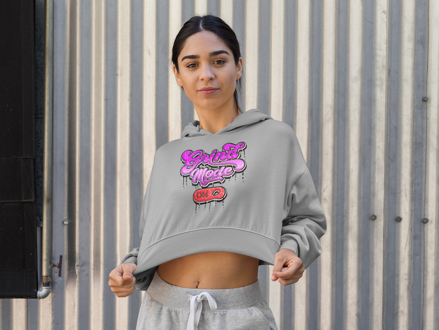 "Grind Mode" Women’s Cropped Hooded Sweatshirt