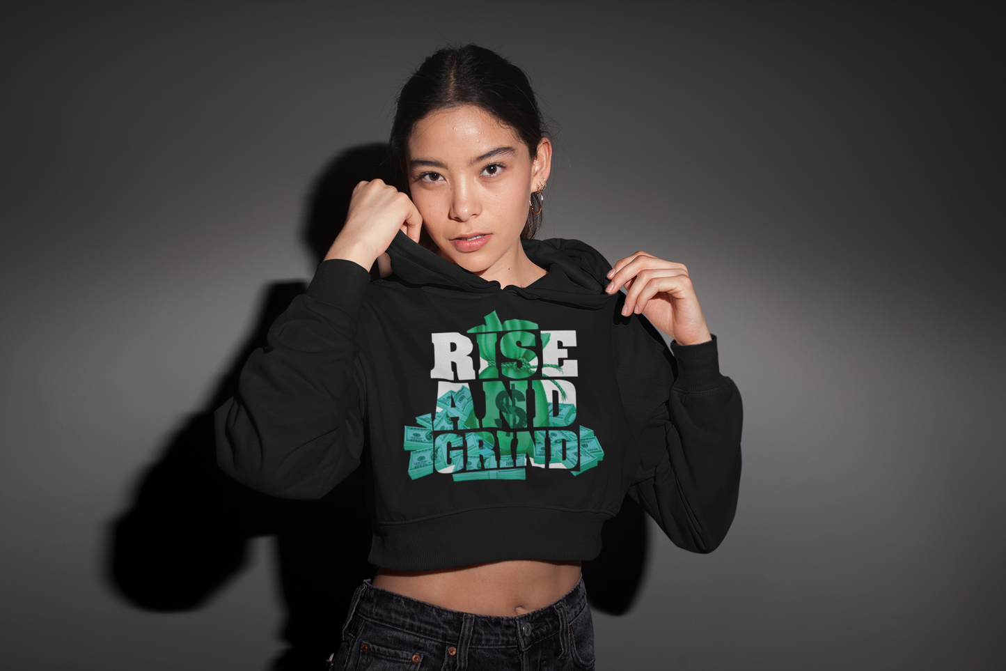 "Rise And Grind" Women's Crop Hoodie