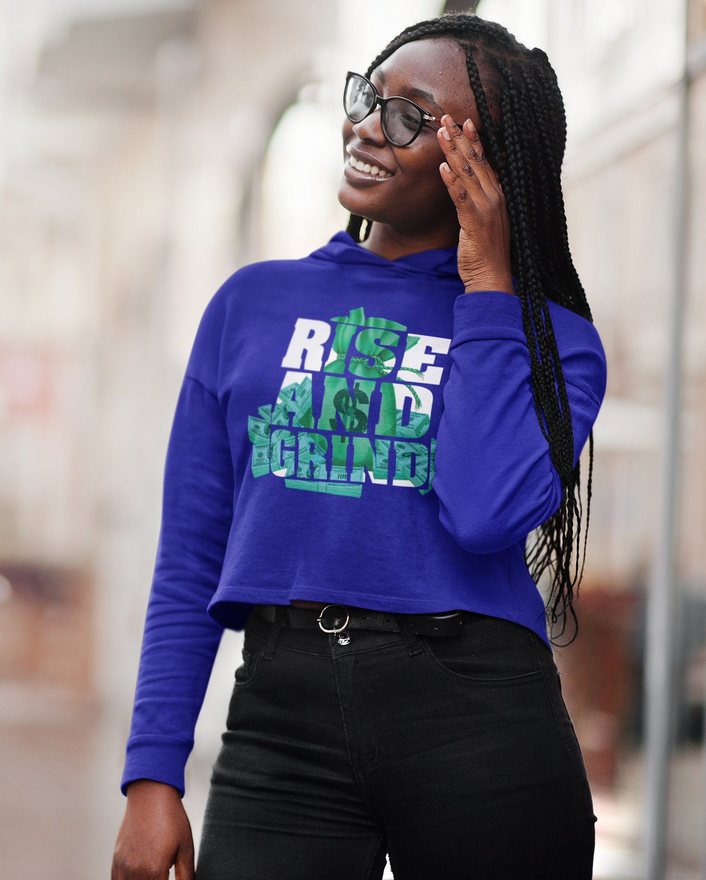 "Rise And Grind" Women's Crop Hoodie