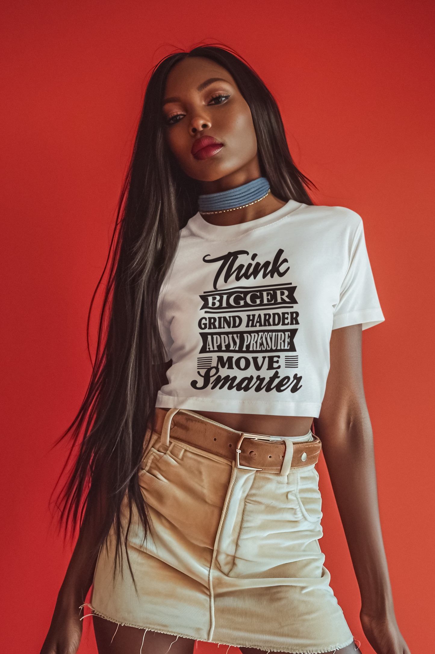 "Think Bigger, Grind Harder" Women's Festival Crop Top